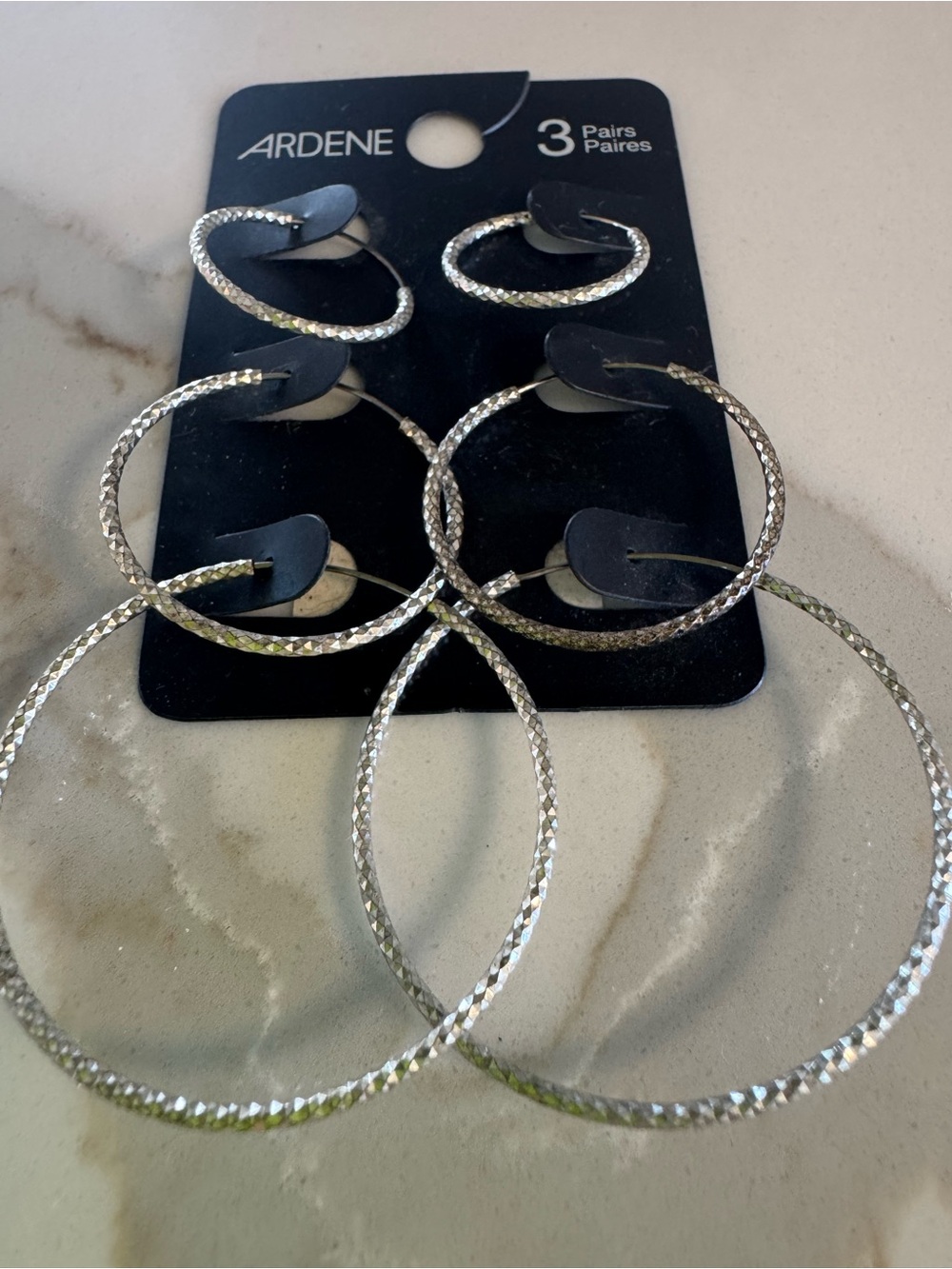 Ardene Silver Textured Hoop Earring Set - 3 Pairs